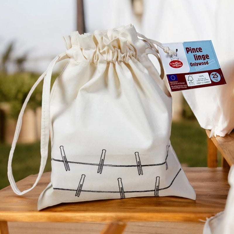 Onlywood Wäscheklammern mit Beutel – 25 Stück – Die umweltfreundliche Drogerie