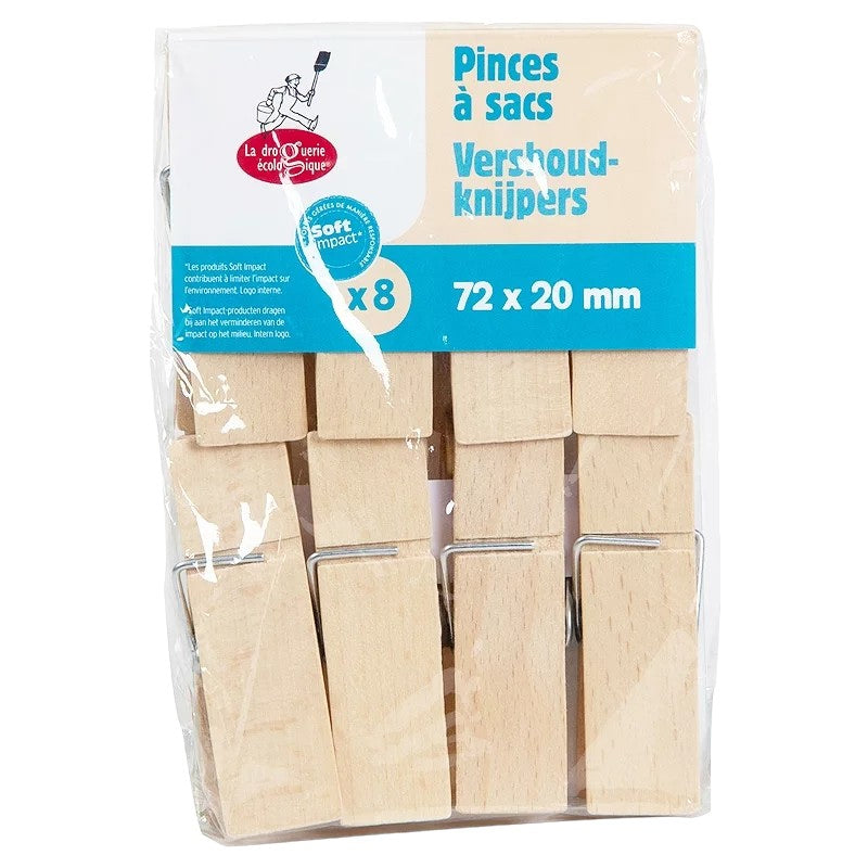 Buchenholz-Sackclips – 8 Stück – Die umweltfreundliche Drogerie