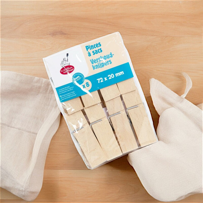 Buchenholz-Sackclips – 8 Stück – Die umweltfreundliche Drogerie