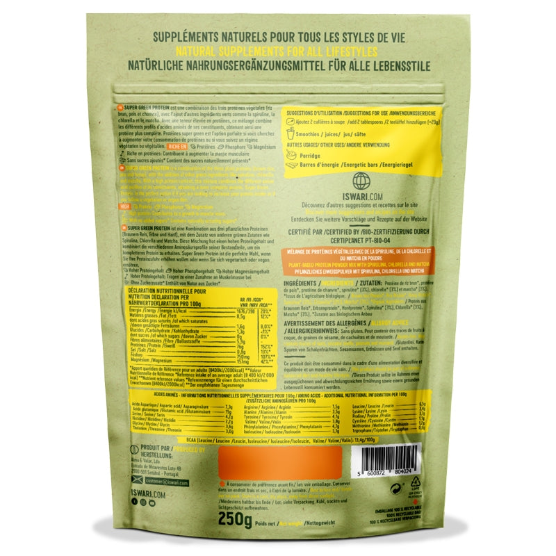 Bio-Super-Grünproteine ​​– 250 g – Iswari