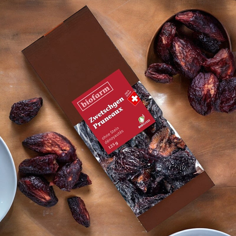 Bio-Schweizer Pflaumen (entsteint) – 125 g – Biofarm