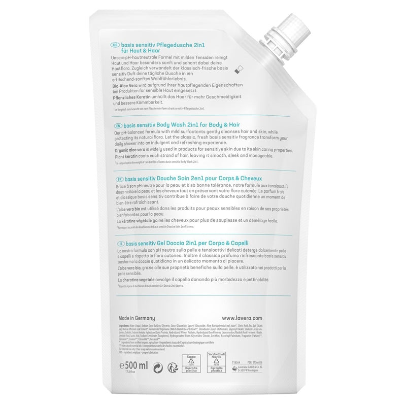 Recharge Douche soin corps & cheveux BIO kératine - 500ml - Lavera