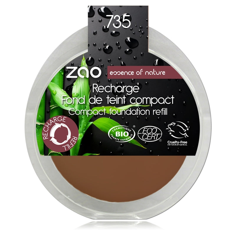 Recharge Fond de teint compact Chocolat N°735 BIO - 7,5g - Zao