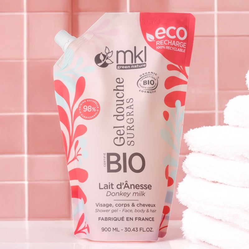 Recharge gel douche bio au lait d anesse 900 ml mkl green nature 2