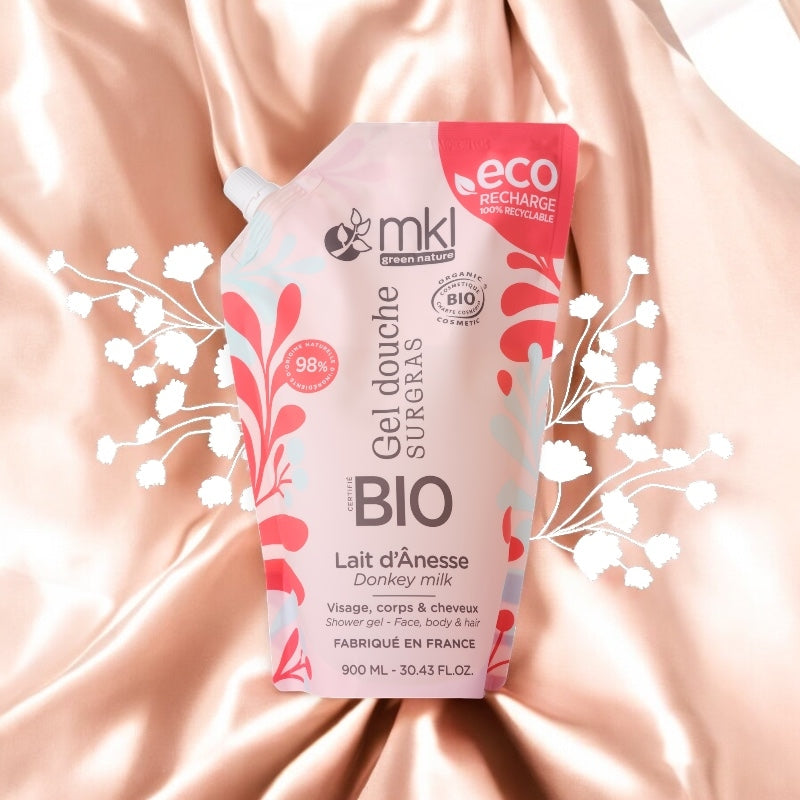 Recharge gel douche bio au lait d anesse 900 ml mkl green nature 3