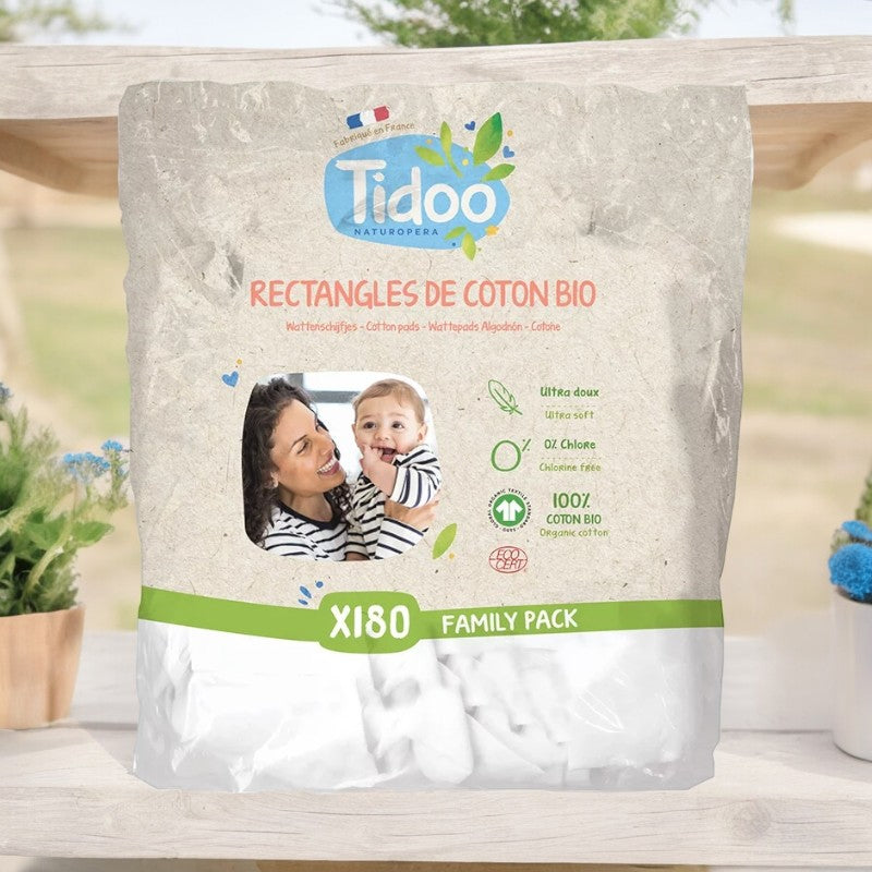 Rectangles de coton BIO - 180 pièces - Tidoo