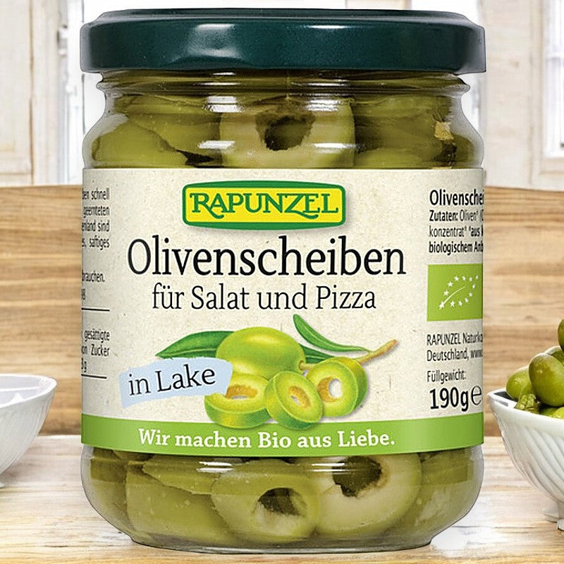 Rondelles d'olives pour salades et pizzas en saumure BIO - 190g - Rapunzel