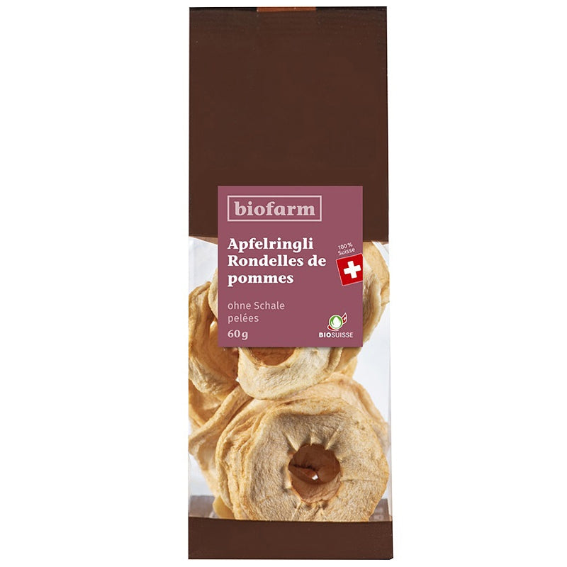 Bio-Apfelscheiben aus der Schweiz, geschält – 60 g – Biofarm