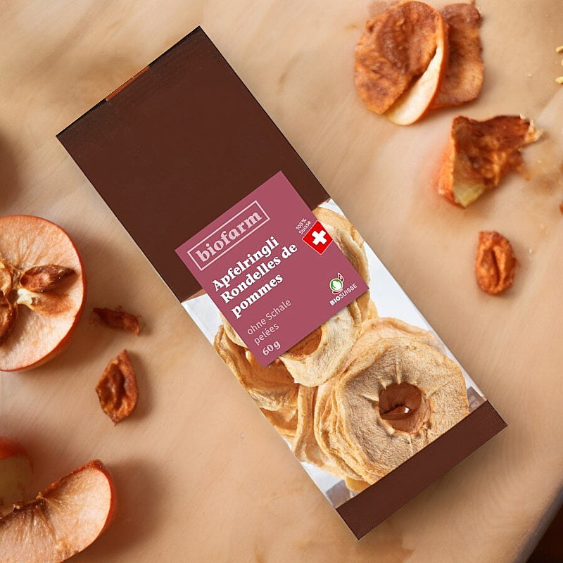 Rondelles de pommes pelees suisses bio 60 g biofarm 3