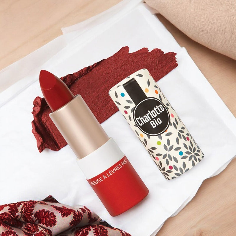 Bio-Matt-Lippenstift mit Mohnrot – 3,5 g – Charlotte Bio