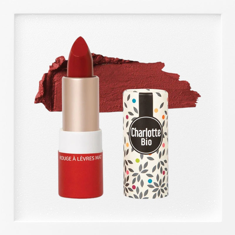 Bio-Matt-Lippenstift mit Mohnrot – 3,5 g – Charlotte Bio
