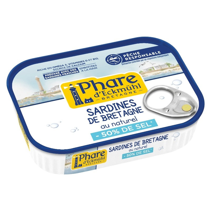 Sardines de Bretagne au naturel réduites en sel - 115g - Phare d'Eckmühl
