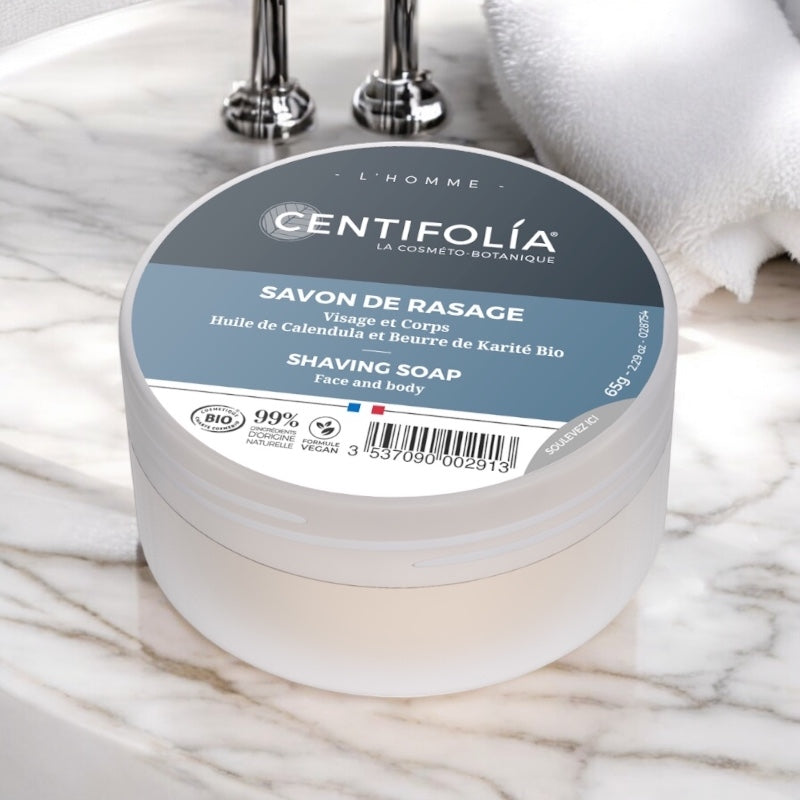 Rasierseife für Männer in der Box, Bio-Ringelblume &amp; Sheabutter – 65 g – Centifolia