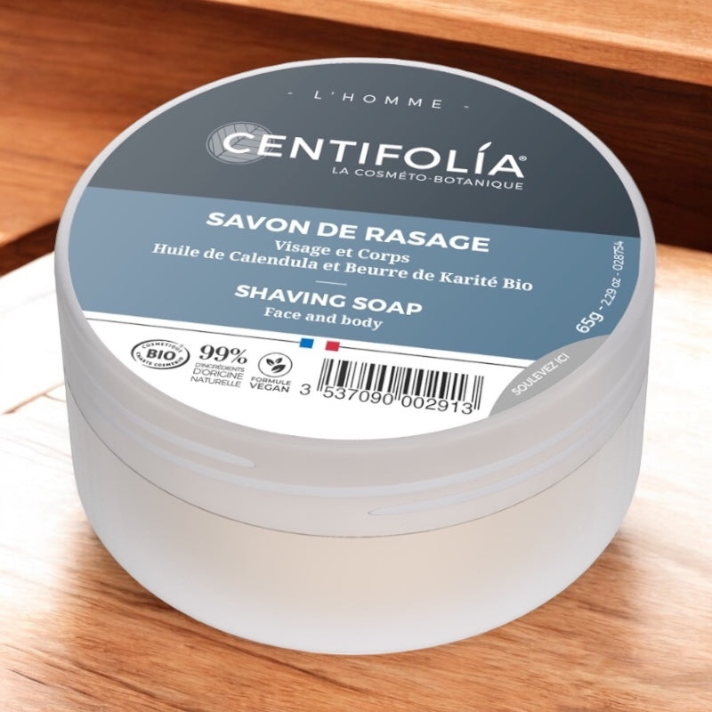Rasierseife für Männer in der Box, Bio-Ringelblume &amp; Sheabutter – 65 g – Centifolia