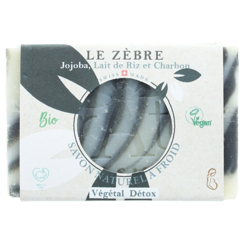 Bio-Zebra-Seife mit Jojobaöl, Reismilch und Aktivkohle – 100 g – terAter