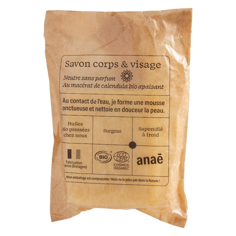 Savon corps et visage neutre bio calendula 100 g anae
