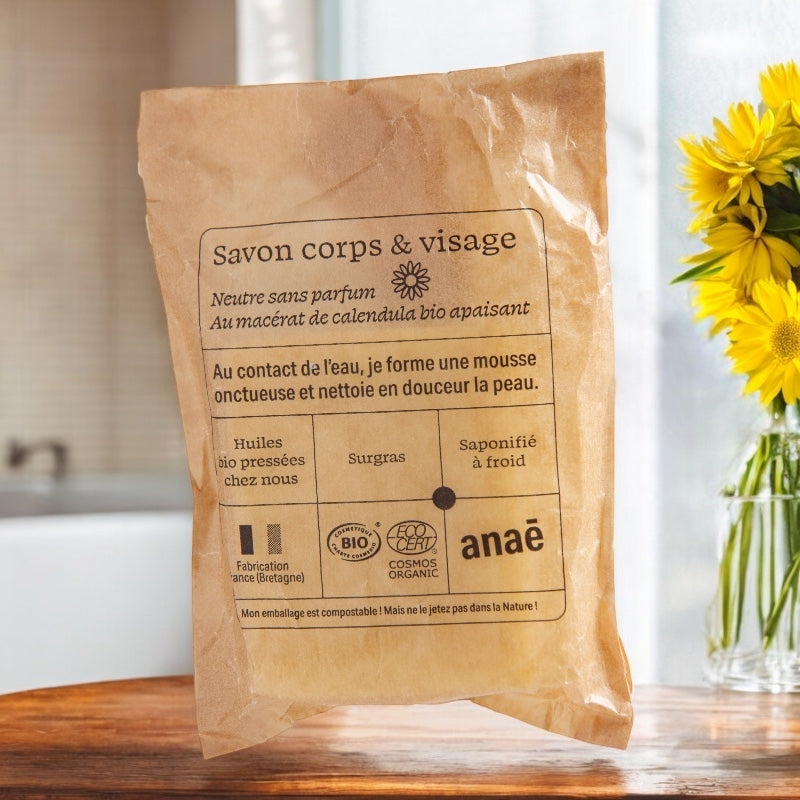Savon corps et visage neutre bio calendula 100 g anae 2