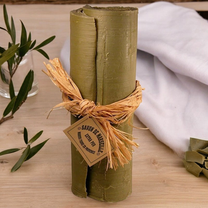 Savon de Marseille vert "en rouleau" olive - environ 2kg - Marius Fabre