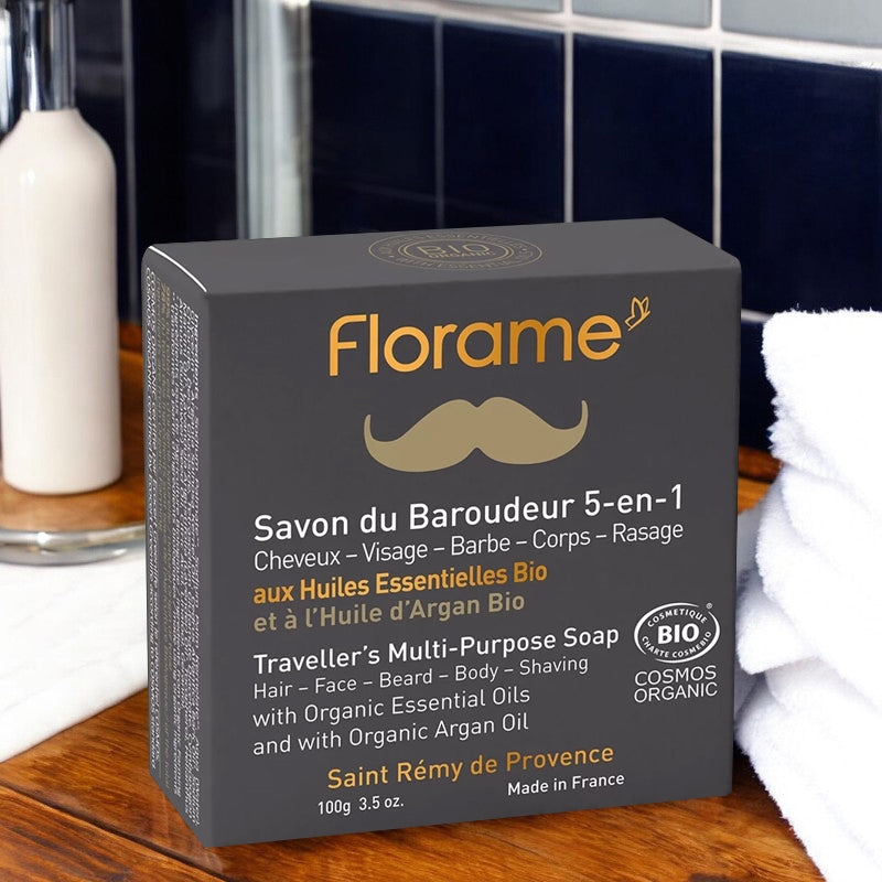 5-in-1 Abenteurerseife für Männer, Bio-Zeder &amp; Arganöl – 100 g – Florame