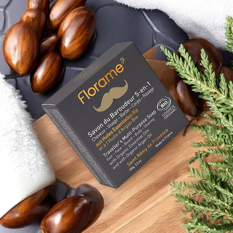 5-in-1 Abenteurerseife für Männer, Bio-Zeder &amp; Arganöl – 100 g – Florame
