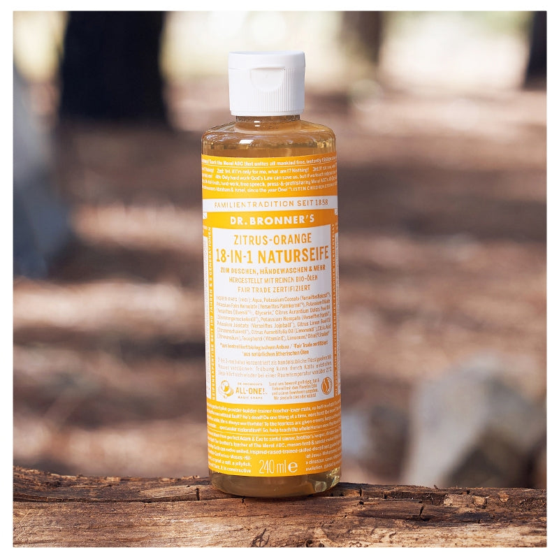 Savon liquide 18-en-1 BIO agrumes & orange - 240ml - Dr. Bronner's