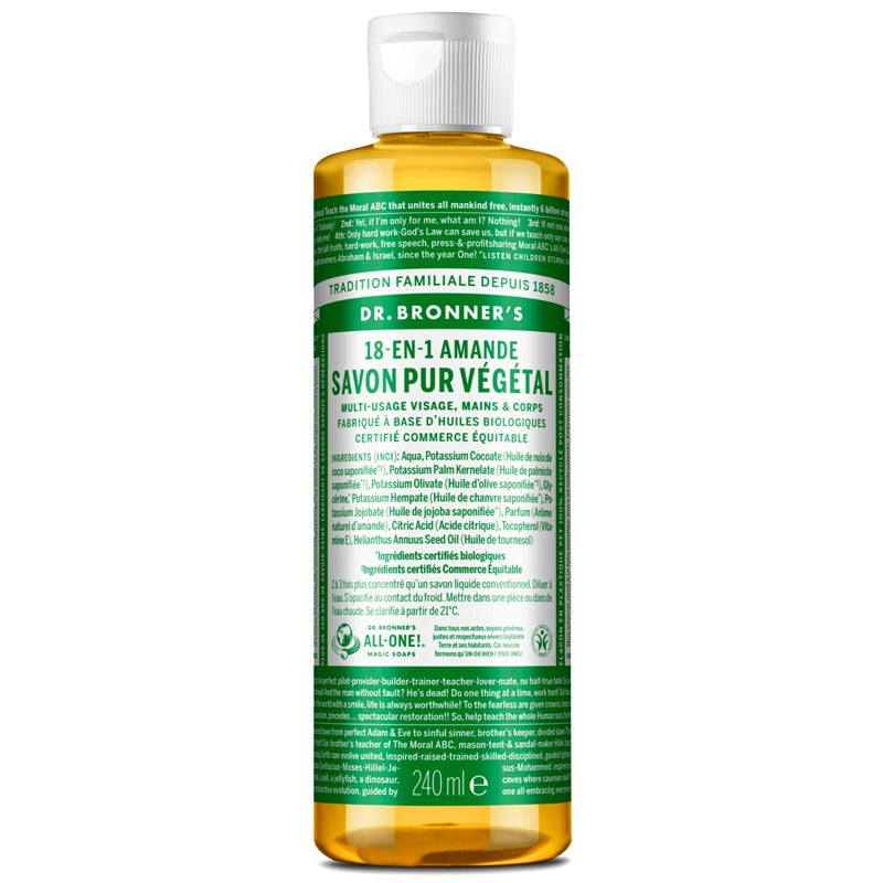 Savon liquide 18-en-1 BIO amande - 240ml - Dr. Bronner's