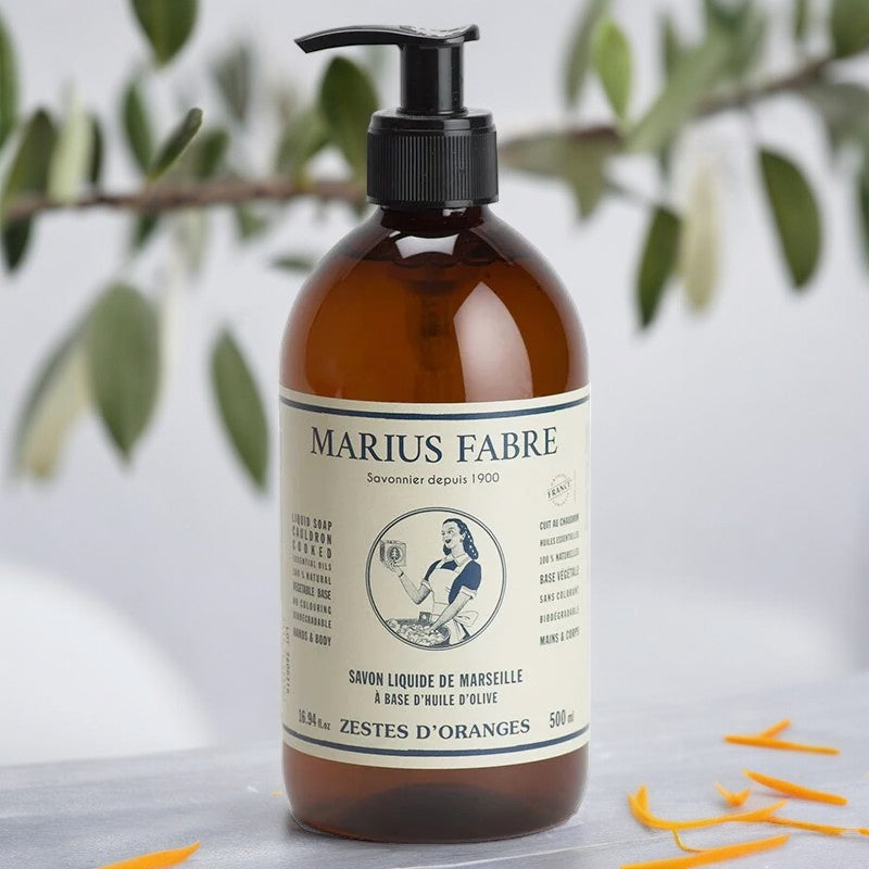 Savon liquide de Marseille aux zestes d'oranges - 500ml - Marius Fabre