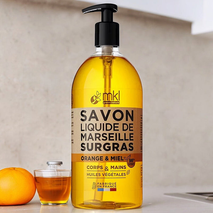 Savon liquide de Marseille orange & miel 1l | MKL Green Nature