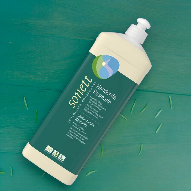 Savon liquide mains, visage & corps romarin ECO - 1l - Sonett﻿