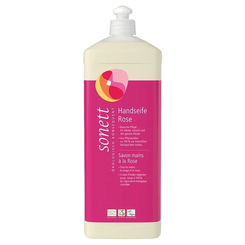 Savon liquide mains, visage & corps rose ECO - 1l - Sonett﻿