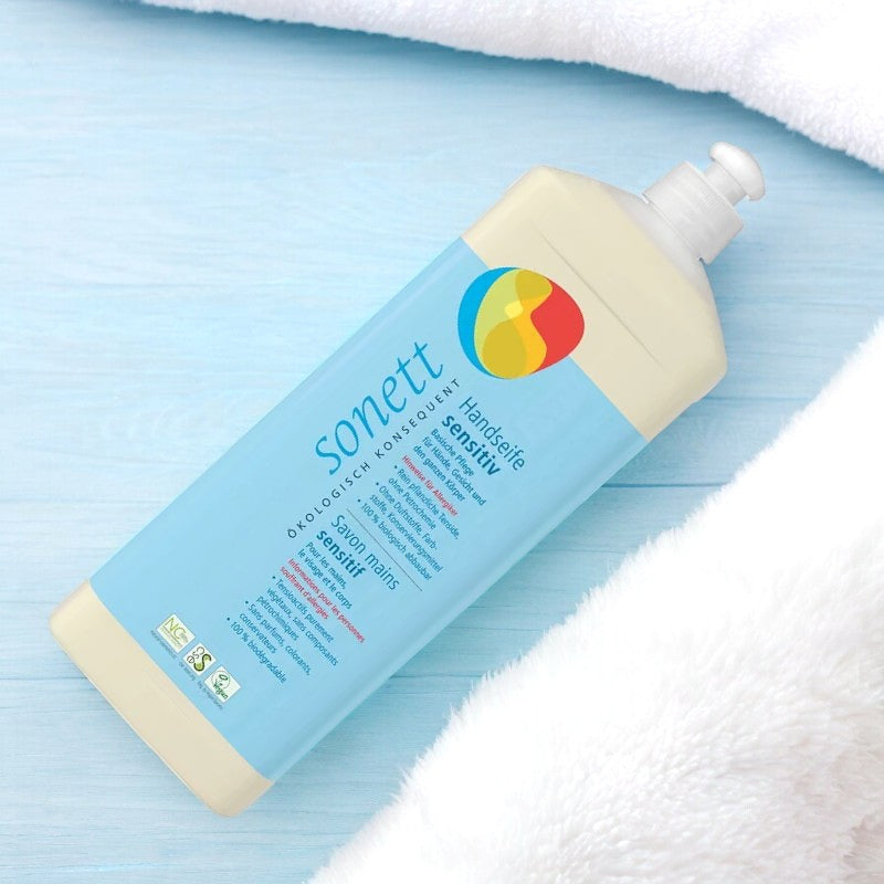 Savon liquide mains, visage & corps sensitif sans parfum ECO - 1l - Sonett﻿