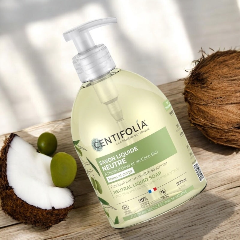 Neutrale, flüssige Bio-Seife Olive &amp; Kokosnuss - 500 ml - Centifolia