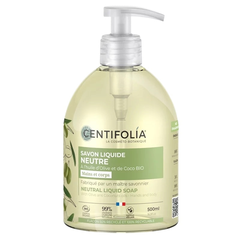 Neutrale, flüssige Bio-Seife Olive &amp; Kokosnuss - 500 ml - Centifolia