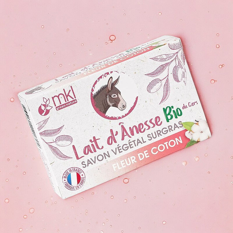 Savon surgras lait d'ânesse BIO fleur de coton - 100g - MKL Green Nature