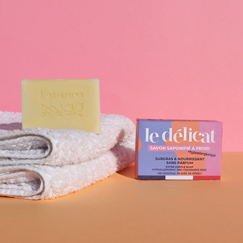 Pflegende, überfettete Seife, parfümfrei – 100 g – Lamazuna