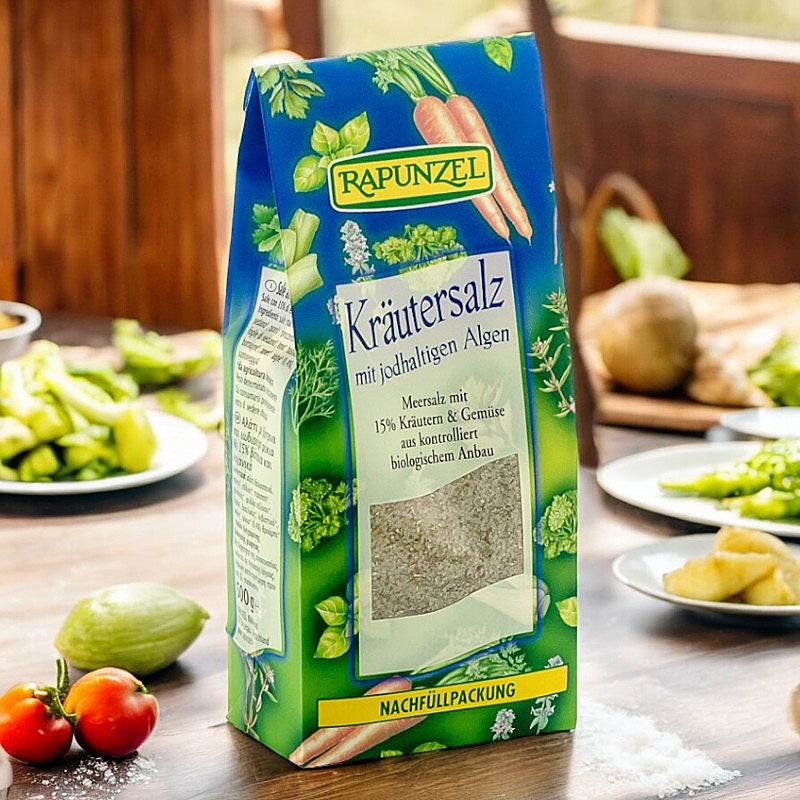 Jodiertes Kräutersalz mit 15 % Bio-Kräutern und -Gemüse – 500 g – Rapunzel
