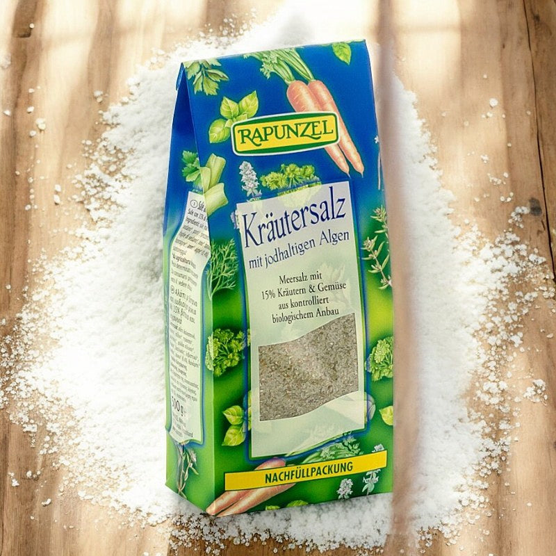 Jodiertes Kräutersalz mit 15 % Bio-Kräutern und -Gemüse – 500 g – Rapunzel