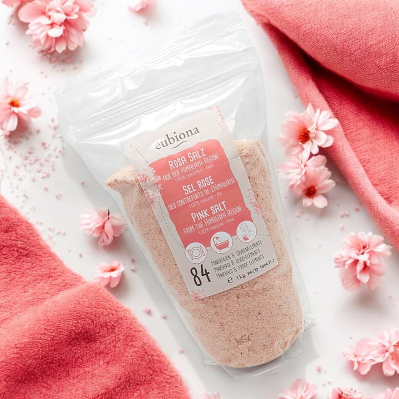 Fein gemahlenes rosa Himalaya-Salz – 1 kg – Eubiona