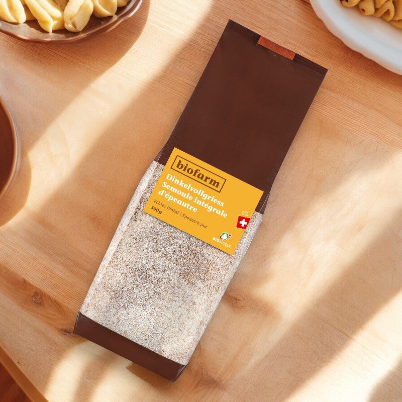 Bio-Schweizer Vollkorn-Dinkelgrieß – 500 g – Biofarm