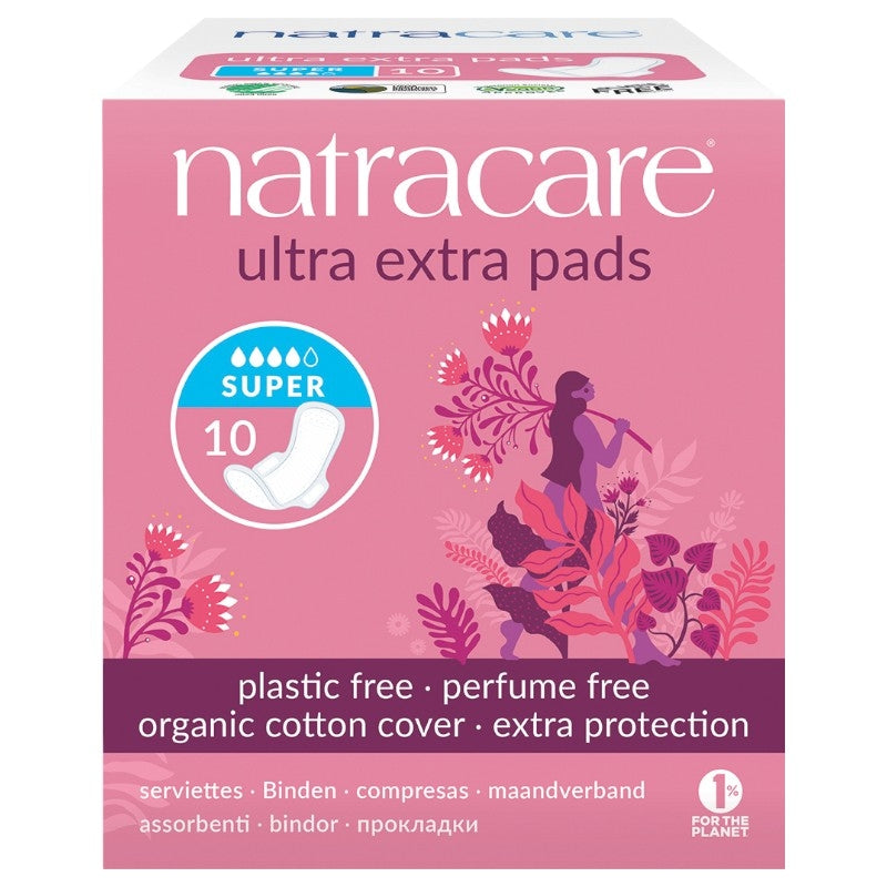 Serviettes hygiéniques avec ailettes BIO - Super - flux fort - 10 pièces - Natracare