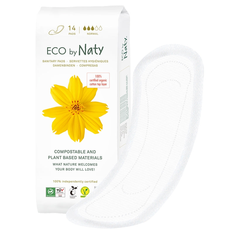 Normale ECO Damenbinden für leichte bis mittlere Blutungen – 14er-Pack – Naty