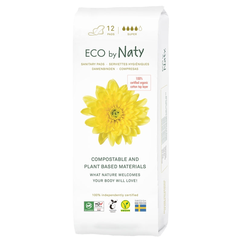 Super ECO Damenbinden für starke Blutungen – 12er-Pack – Naty