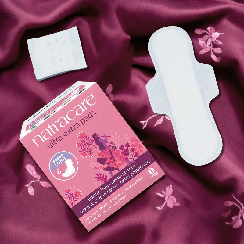 Serviettes longues avec ailettes BIO flux très fort - 8 pièces - Natracare﻿