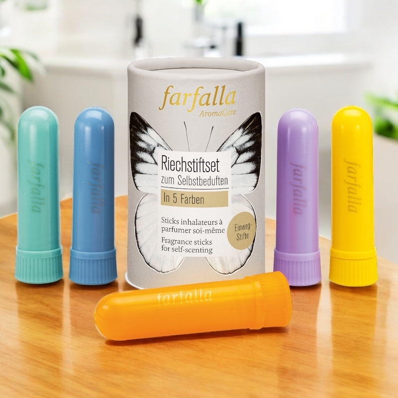 Set mit 5 farbigen Inhalationsstäbchen - Farfalla