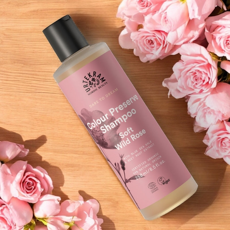 Bio-Shampoo in Rosa für coloriertes Haar – 250 ml – Urtekram