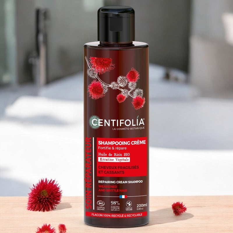 Shampooing crème réparateur BIO ricin & kératine - 200ml - Centifolia