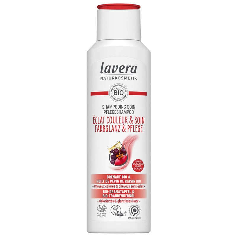 Bio-Shampoo mit Granatapfel und Traube für strahlende und pflegende Haarfarbe – 250 ml – Lavera