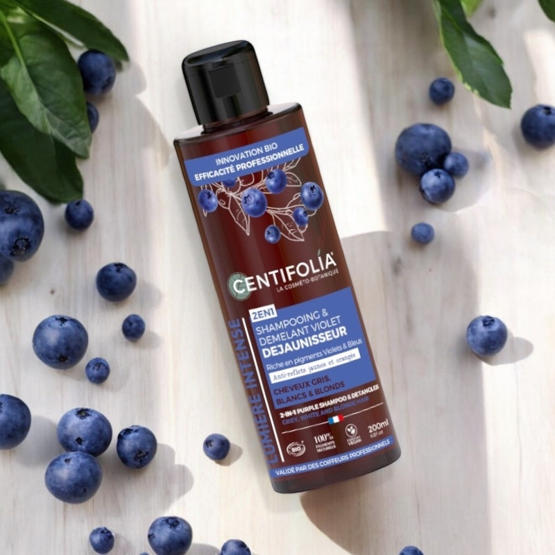 Shampooing et démêlant violet déjaunisseur BIO myrtille - 200ml - Centifolia