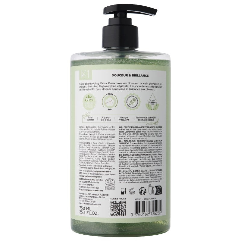 Extra mildes Bio-Baumwoll-Shampoo – 750 ml – MKL Green Nature