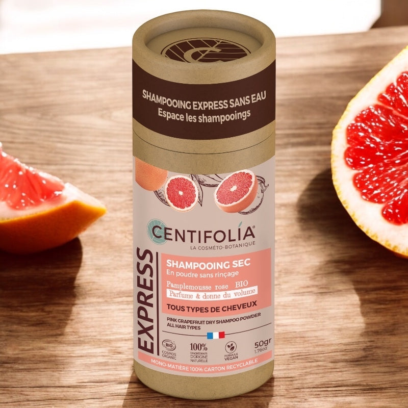 Shampooing sec poudre sans rinçage BIO pamplemousse rose - 50g - Centifolia